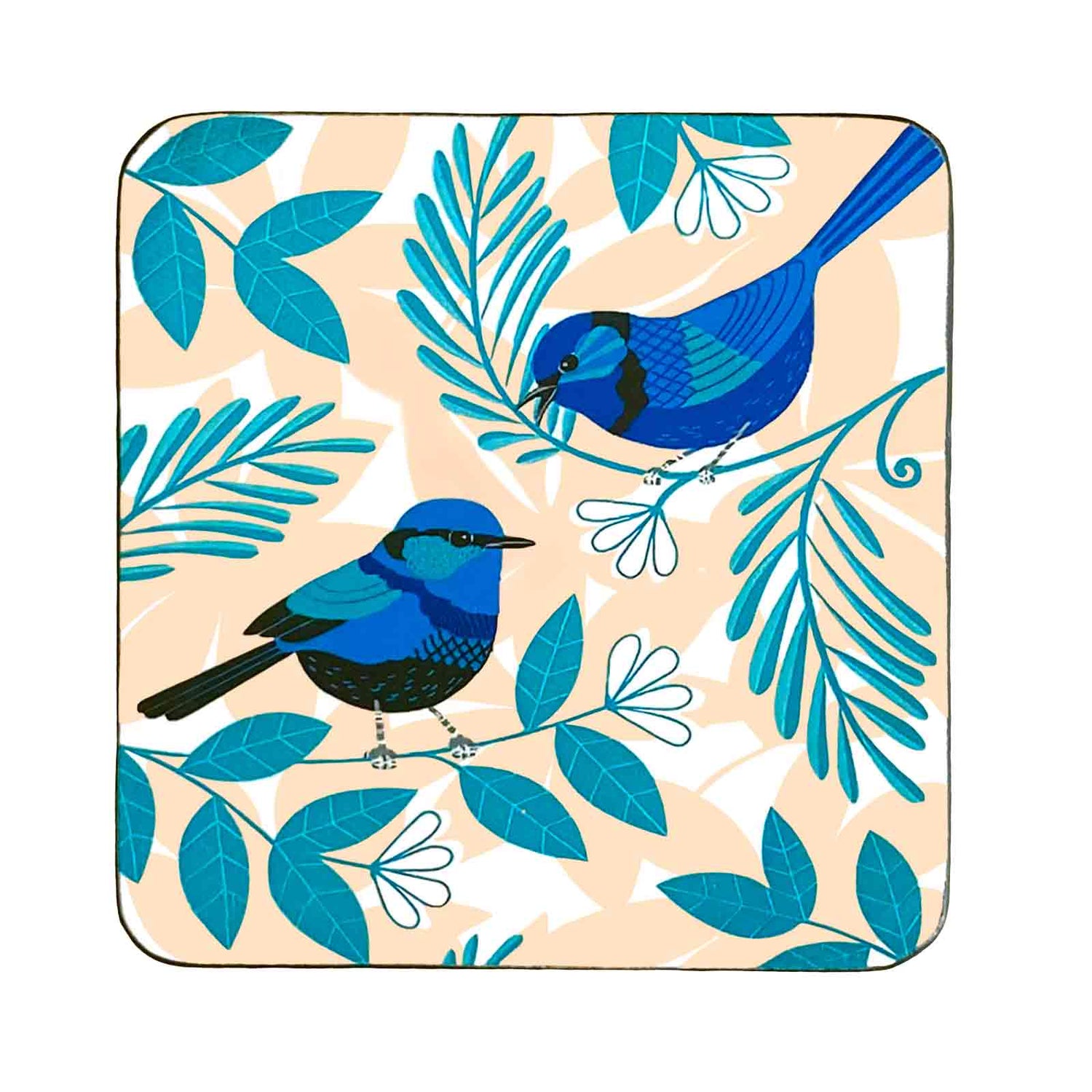 Blue Wren Resin Coasters - Set of 4