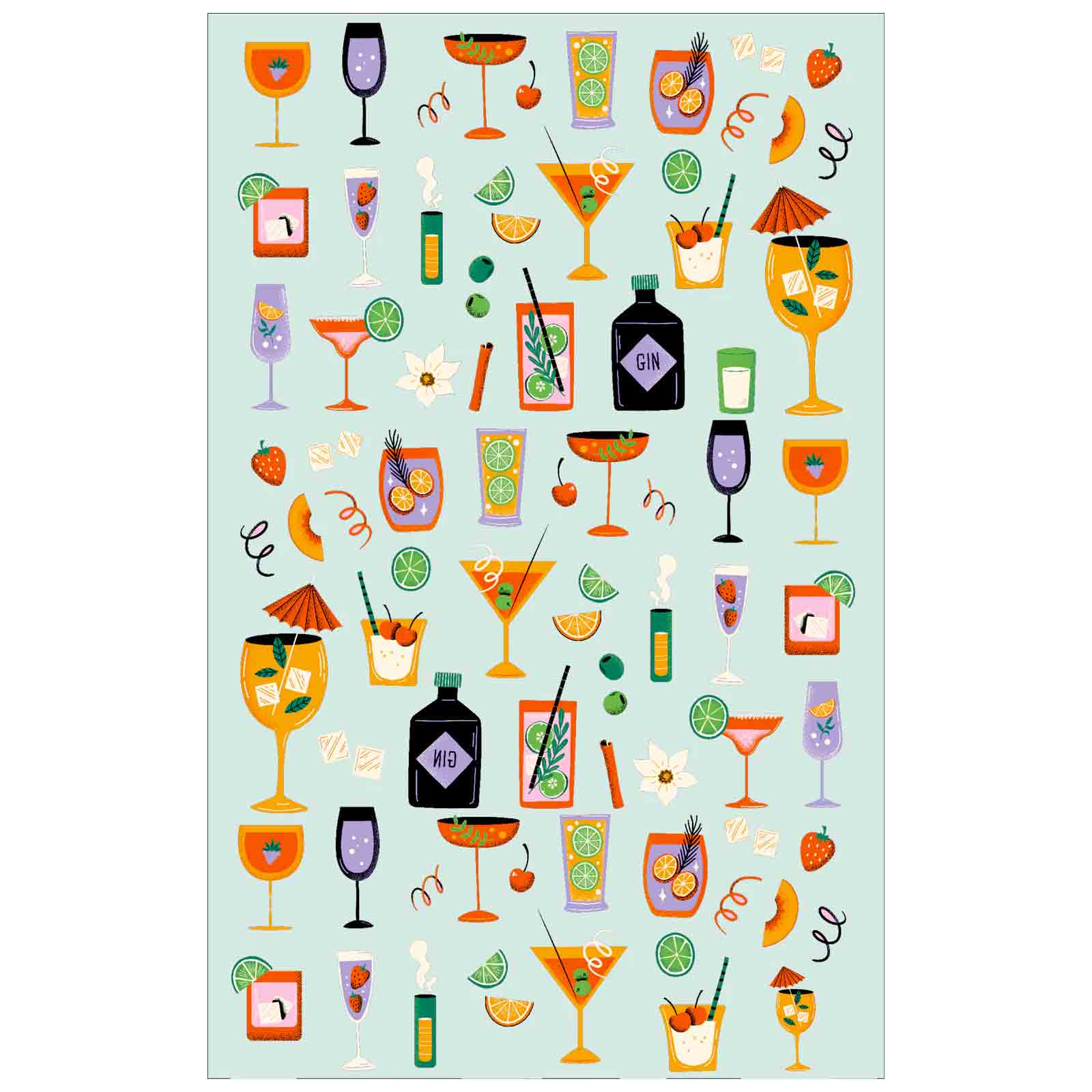 Coctails 100% Cotton Tea Towel