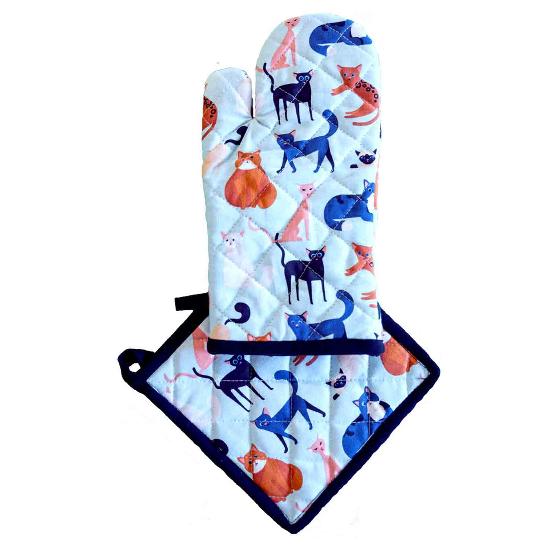 COLOURFUL CATS Oven Glove and Pot Holder Set