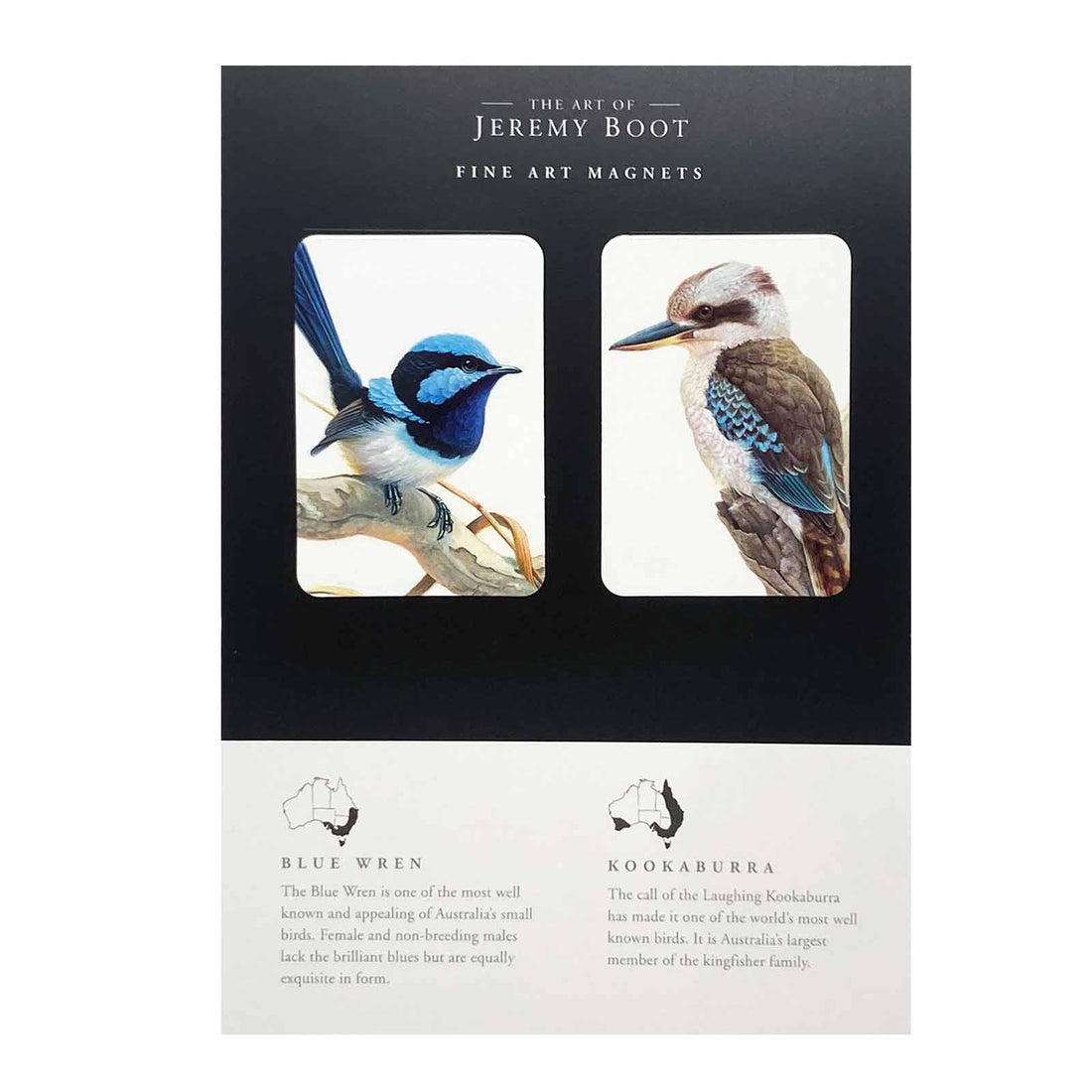 Jeremy Boot Fine Art Magnets - Blue Wren and Kookaburra