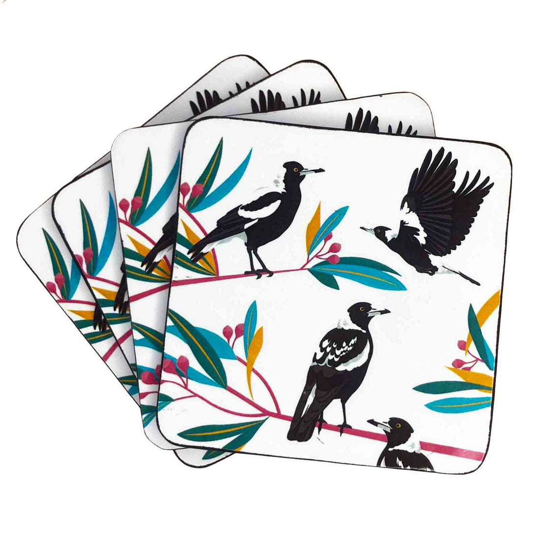 Magpies Resin Coasters - Set of 4