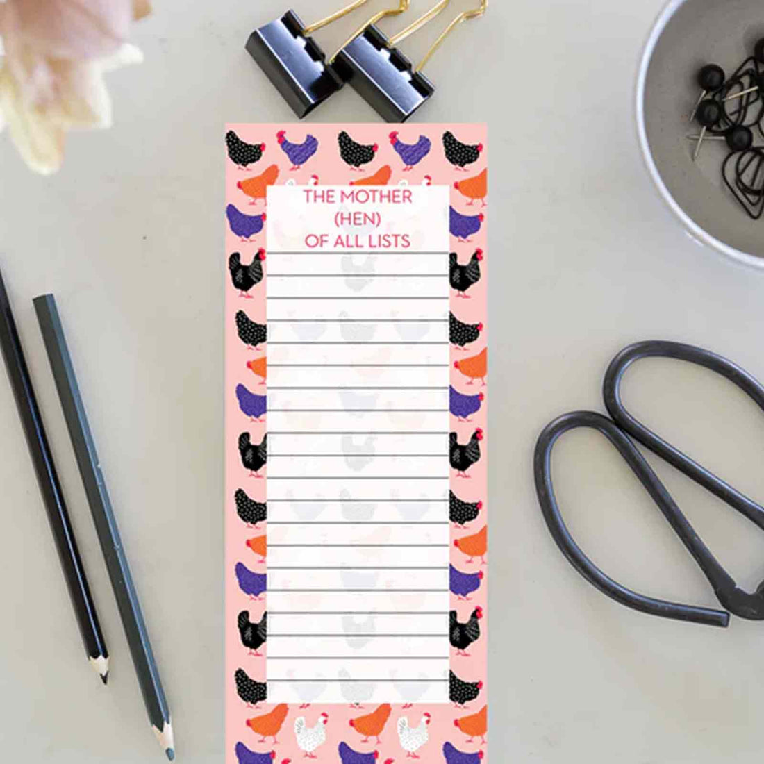 The Mother (Hen) OF All Lists Magnetic Shopping List Jotter Notepad