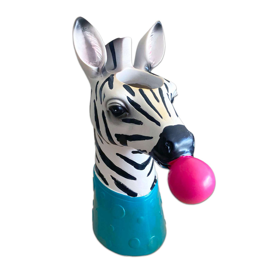 Zebra Blowing Bubbles Resin Vase