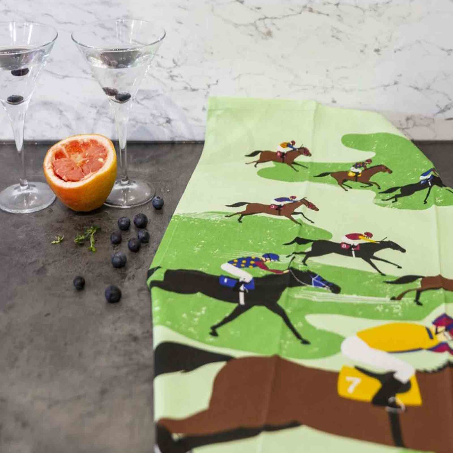 Race Horses 100% Cotton Tea Towel